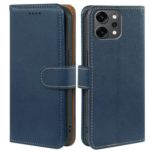 For Oppo Reno14 Pro 5G (Global) Case RFID Blocking Wallet Litchi Texture Leather Phone Cover Magnetic Clasp - Blue
