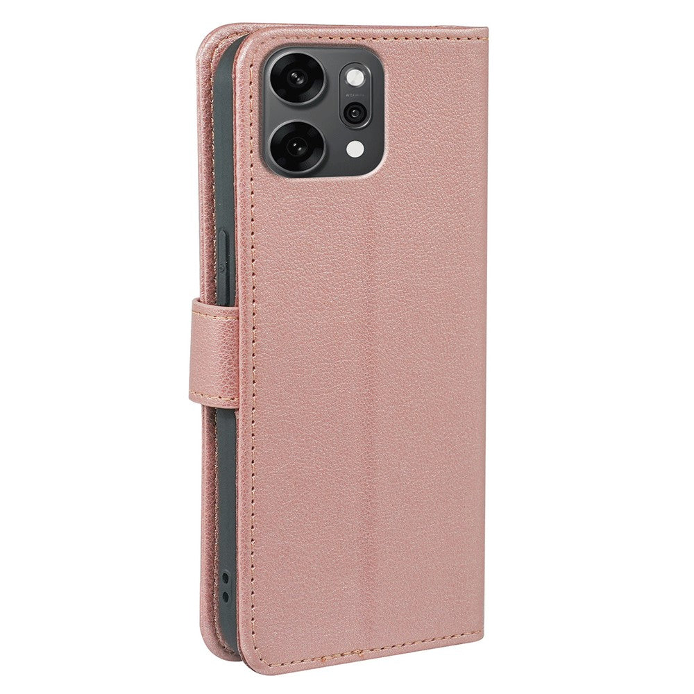 For Oppo Reno14 Pro 5G (Global) Case RFID Blocking Wallet Litchi Texture Leather Phone Cover Magnetic Clasp - Rose Gold