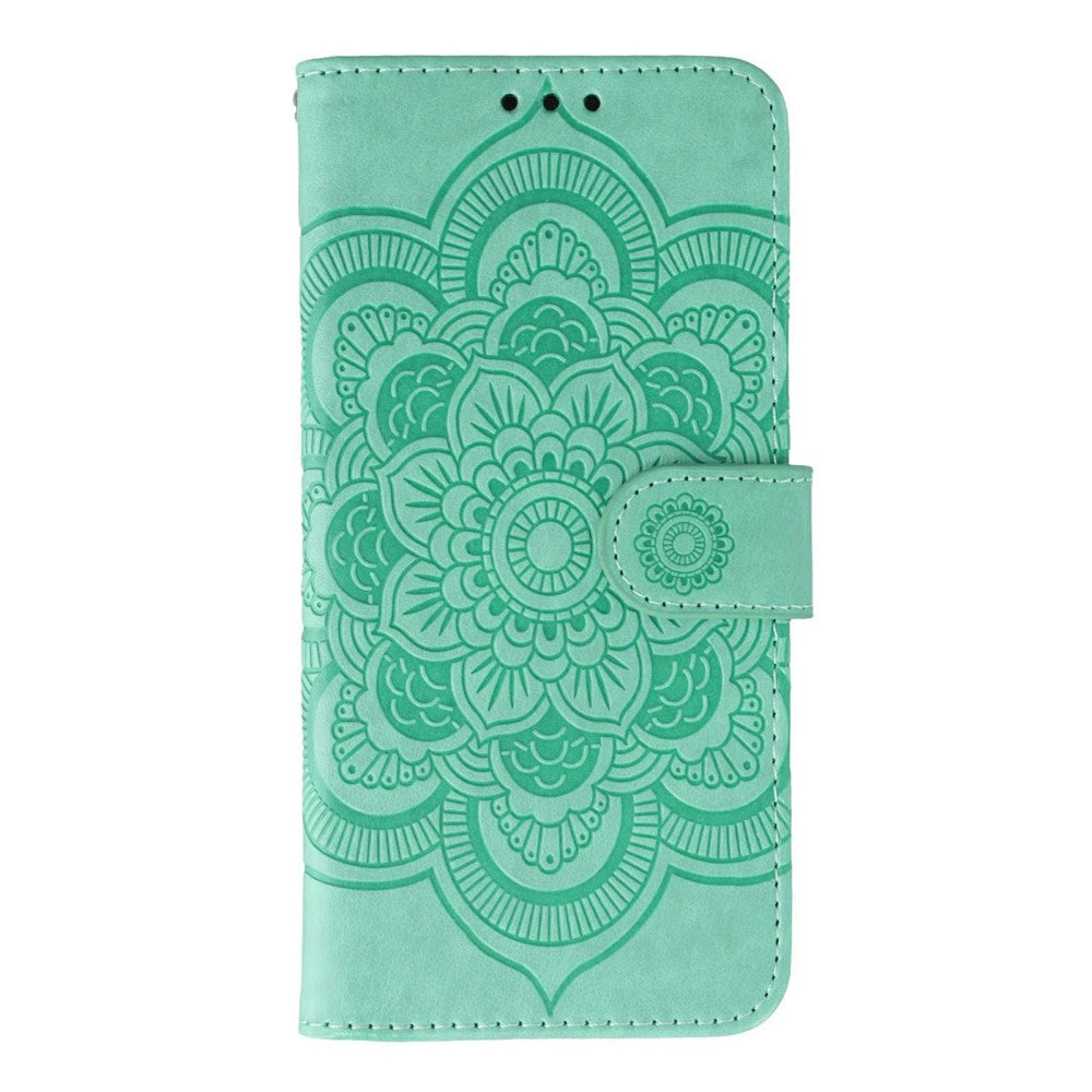 For Oppo Reno14 Pro 5G (Global) Case PU Leather Mandala Imprinted Design Wallet Phone Cover with Wrist Strap - Green
