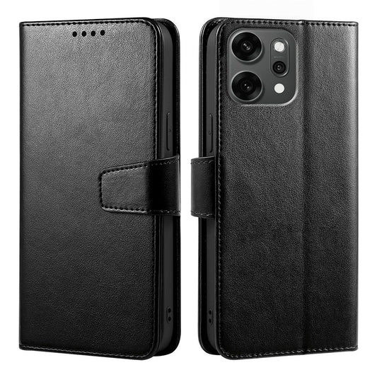 For Oppo Reno14 Pro 5G (Global) Case Stand Card Holder Wallet Leather Phone Cover - Black