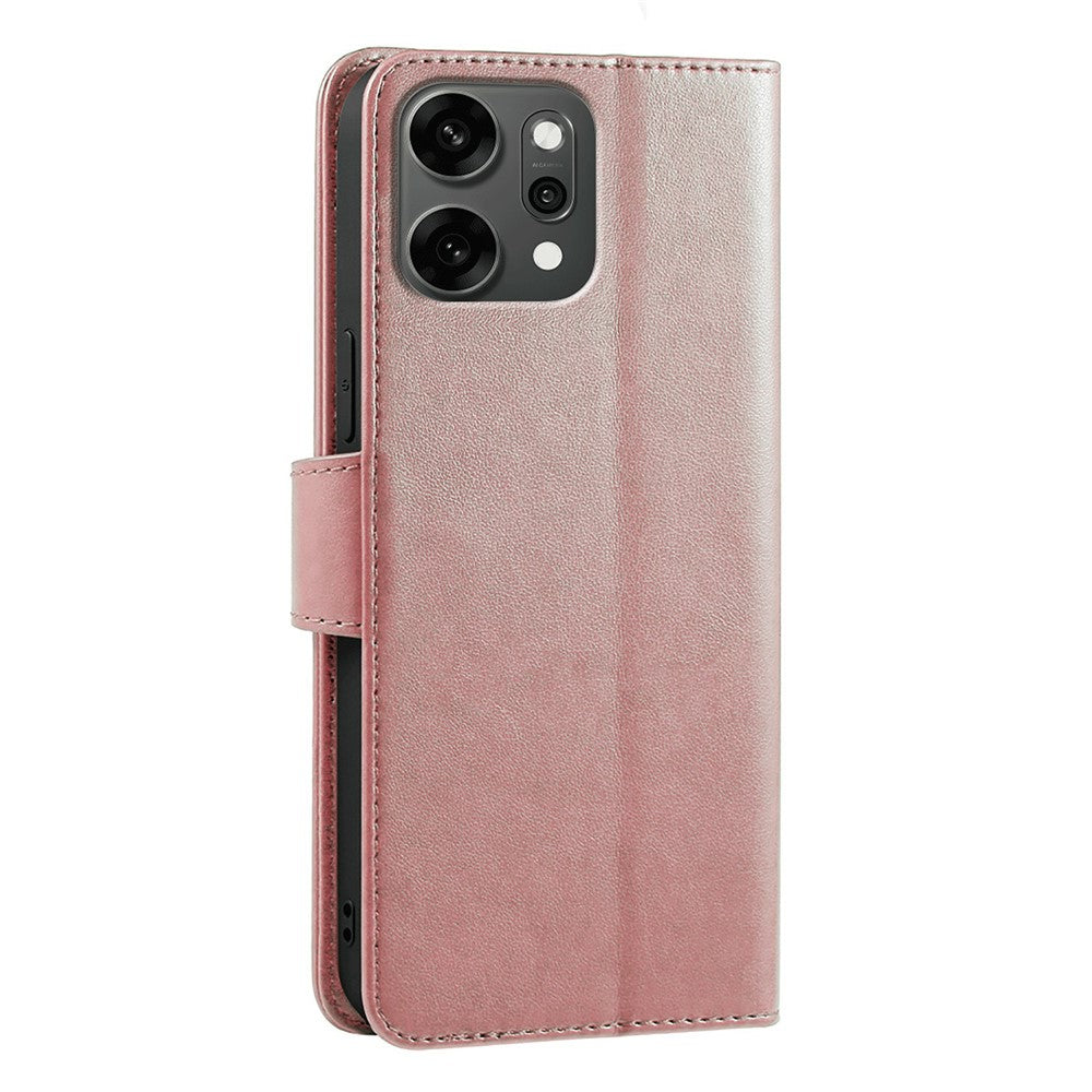 For Oppo Reno14 Pro 5G (Global) Case Stand Card Holder Wallet Leather Phone Cover - Rose Gold