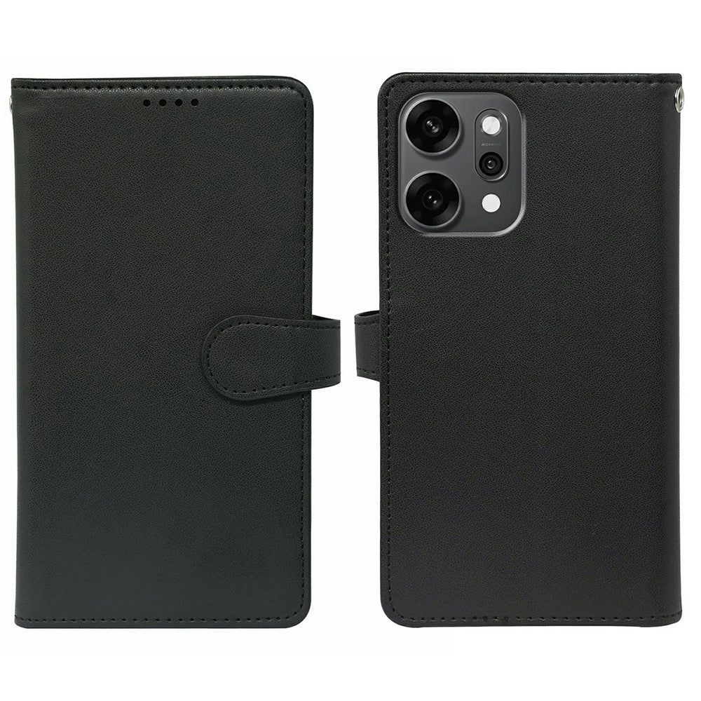 For Oppo Reno14 Pro 5G (Global) Case with 9 Card Slots PU Leather Stand Phone Cover - Black