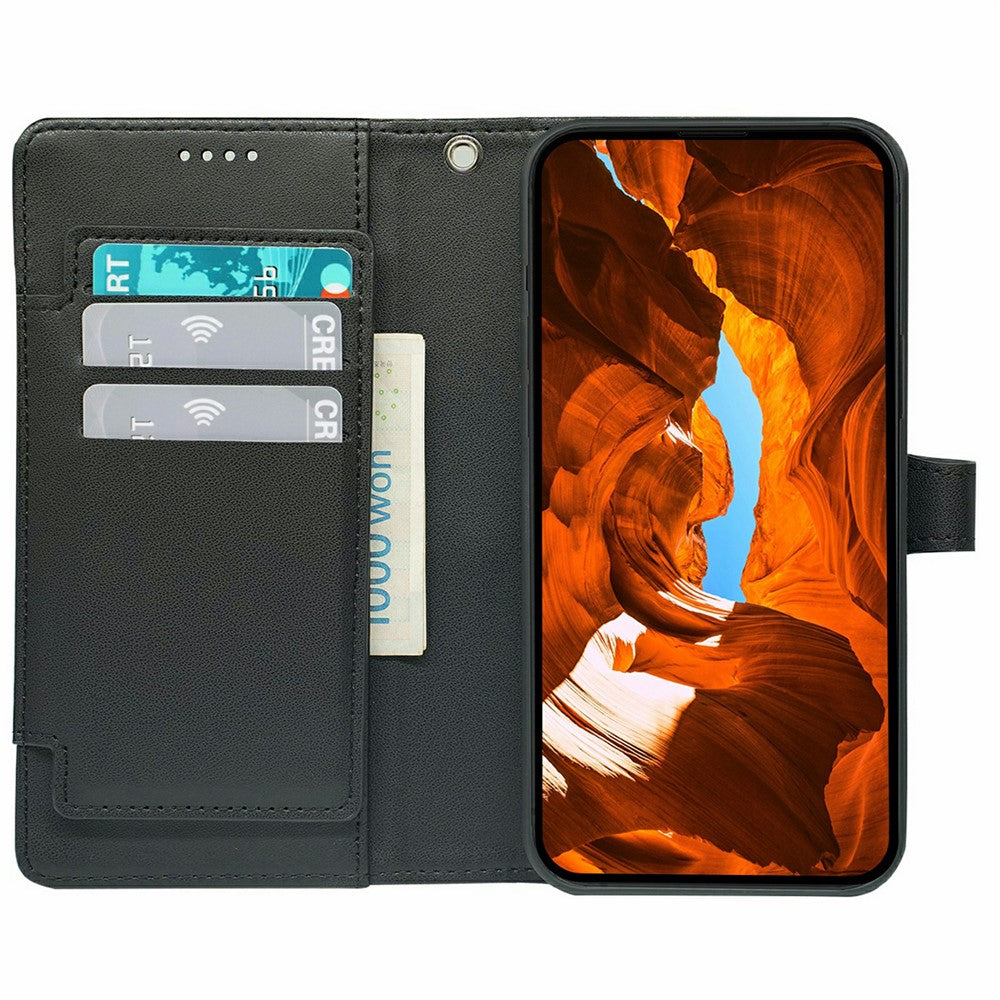 For Oppo Reno14 Pro 5G (Global) Case with 9 Card Slots PU Leather Stand Phone Cover - Black