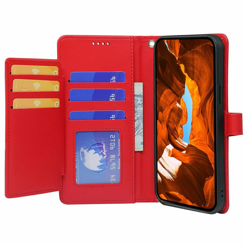 For Oppo Reno14 Pro 5G (Global) Case with 9 Card Slots PU Leather Stand Phone Cover - Red