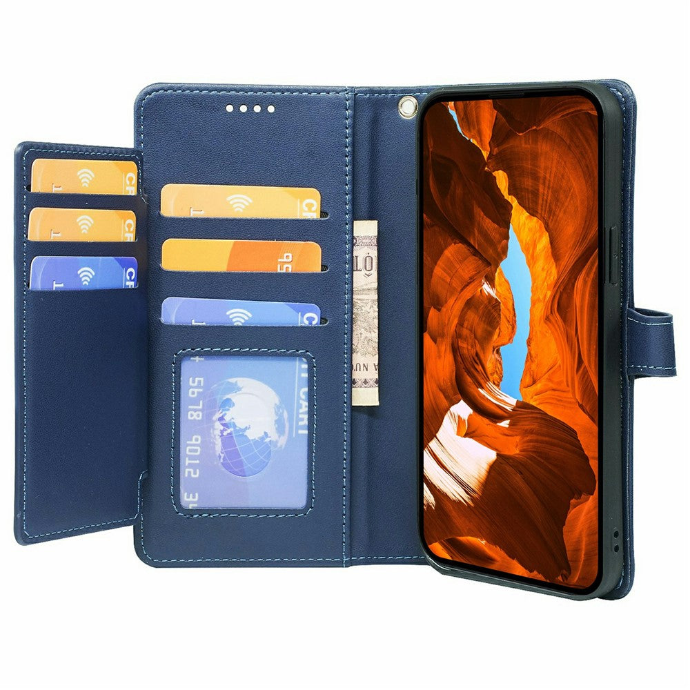 For Oppo Reno14 Pro 5G (Global) Case with 9 Card Slots PU Leather Stand Phone Cover - Blue