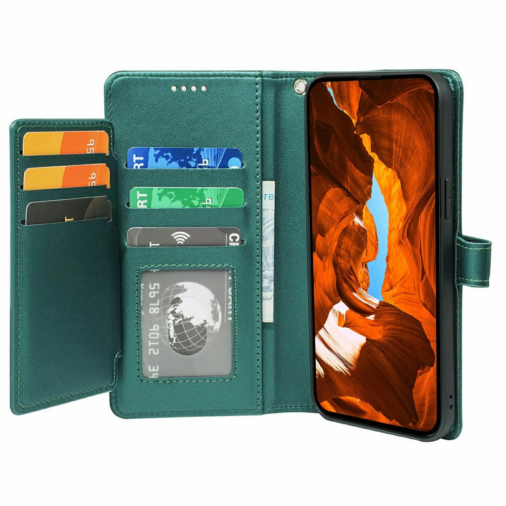 For Oppo Reno14 Pro 5G (Global) Case with 9 Card Slots PU Leather Stand Phone Cover - Green