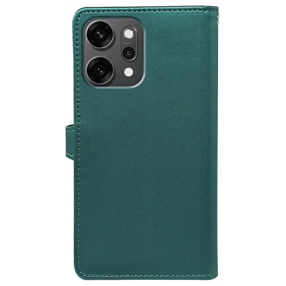 For Oppo Reno14 Pro 5G (Global) Case with 9 Card Slots PU Leather Stand Phone Cover - Green