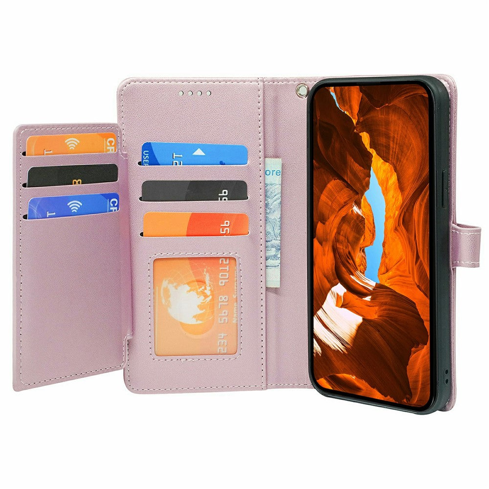 For Oppo Reno14 Pro 5G (Global) Case with 9 Card Slots PU Leather Stand Phone Cover - Rose Gold
