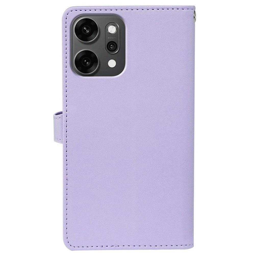 For Oppo Reno14 Pro 5G (Global) Case with 9 Card Slots PU Leather Stand Phone Cover - Purple