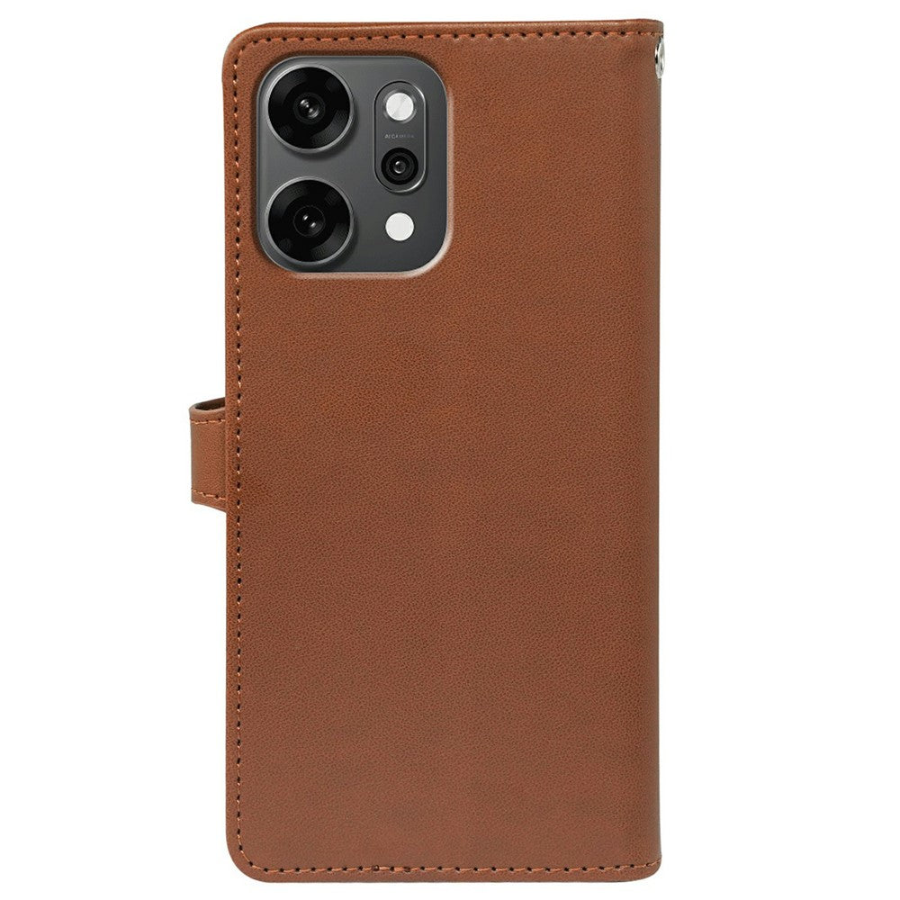 For Oppo Reno14 Pro 5G (Global) Case with 9 Card Slots PU Leather Stand Phone Cover - Brown