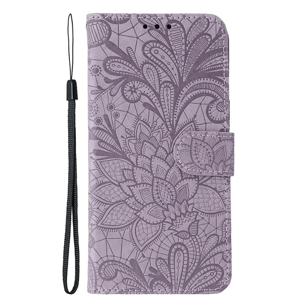 For Oppo Reno14 Pro 5G (Global) Case Lace Flowers PU Leather Flip Wallet Phone Cover - Purple