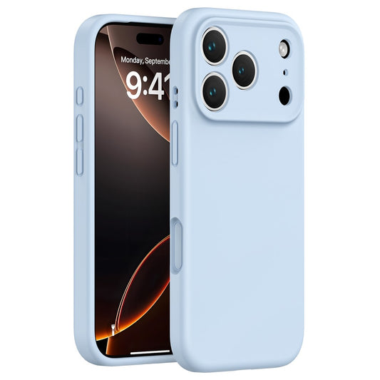 For iPhone 17 Pro Max Case Precision Fit PC + Liquid Silicone Protective Phone Cover with Microfiber Lining - Baby Blue