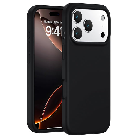 For iPhone 17 Pro Max Case PC + Liquid Silicone Anti-Scratch Lining Phone Cover - Black