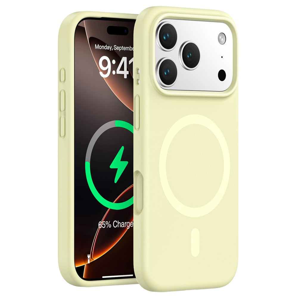 For iPhone 17 Pro Max Case Compatible with MagSafe PC + Liquid Silicone Phone Cover - Cream Yellow