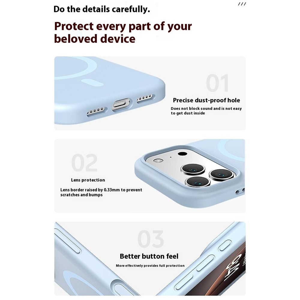 For iPhone 17 Pro Max Case Compatible with MagSafe PC + Liquid Silicone Phone Cover - Antique White