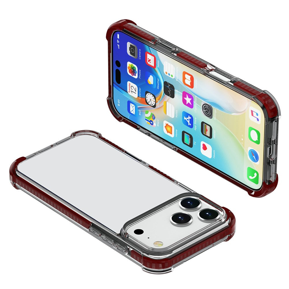 For iPhone 17 Pro Max Case Four Corners Anti Drop Clear TPU + TPE + PC Phone Cover - Transparent Brown