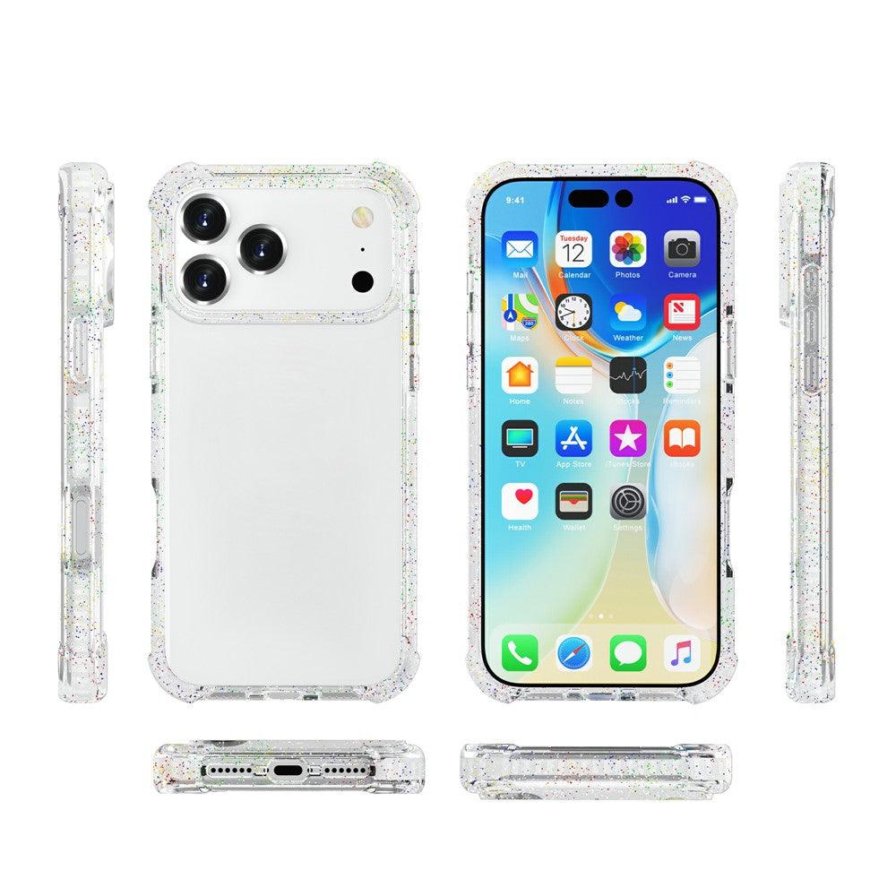 For iPhone 17 Pro Max Case Four Corners Anti Drop Clear TPU + TPE + PC Phone Cover - Transparent