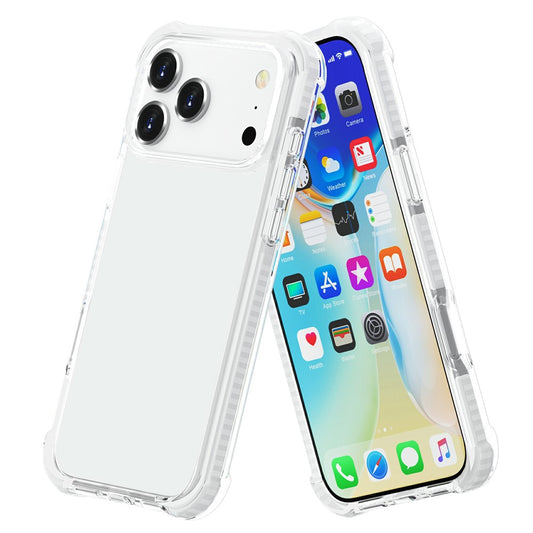 For iPhone 17 Pro Max Case Four Corners Anti Drop Clear TPU + TPE + PC Phone Cover - Transparent White