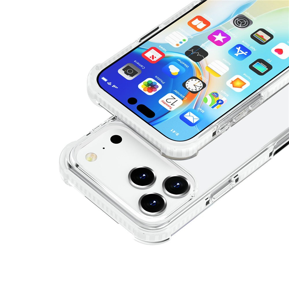 For iPhone 17 Pro Max Case Four Corners Anti Drop Clear TPU + TPE + PC Phone Cover - Transparent White