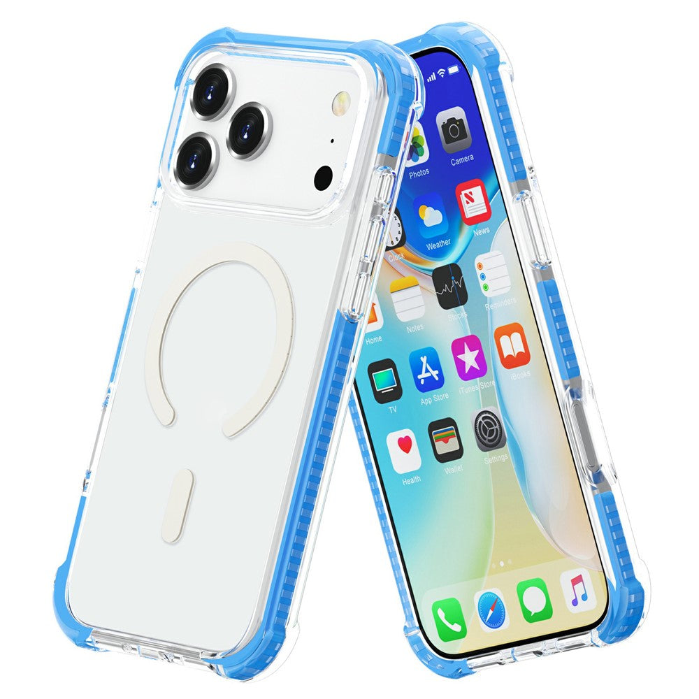 For iPhone 17 Pro Max Case Compatible with MagSafe Reinforced Corners TPU + Acrylic + TPE Phone Cover - Blue