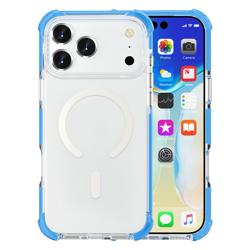 For iPhone 17 Pro Max Case Compatible with MagSafe Reinforced Corners TPU + Acrylic + TPE Phone Cover - Blue