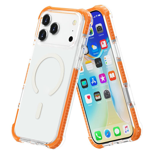 For iPhone 17 Pro Max Case Compatible with MagSafe Reinforced Corners TPU + Acrylic + TPE Phone Cover - Orange