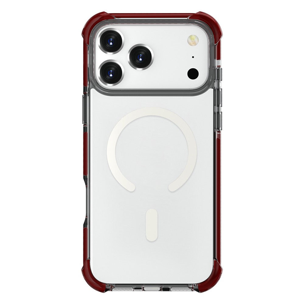 For iPhone 17 Pro Max Case Compatible with MagSafe Reinforced Corners TPU + Acrylic + TPE Phone Cover - Wine Red