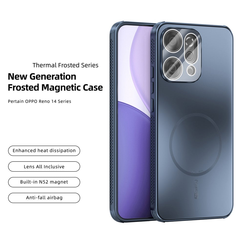 ABEEL For Oppo Reno14 Pro 5G (Global) Case Compatible with MagSafe TPU PC Cooling Matte Phone Back Cover with Lens Film - Blue