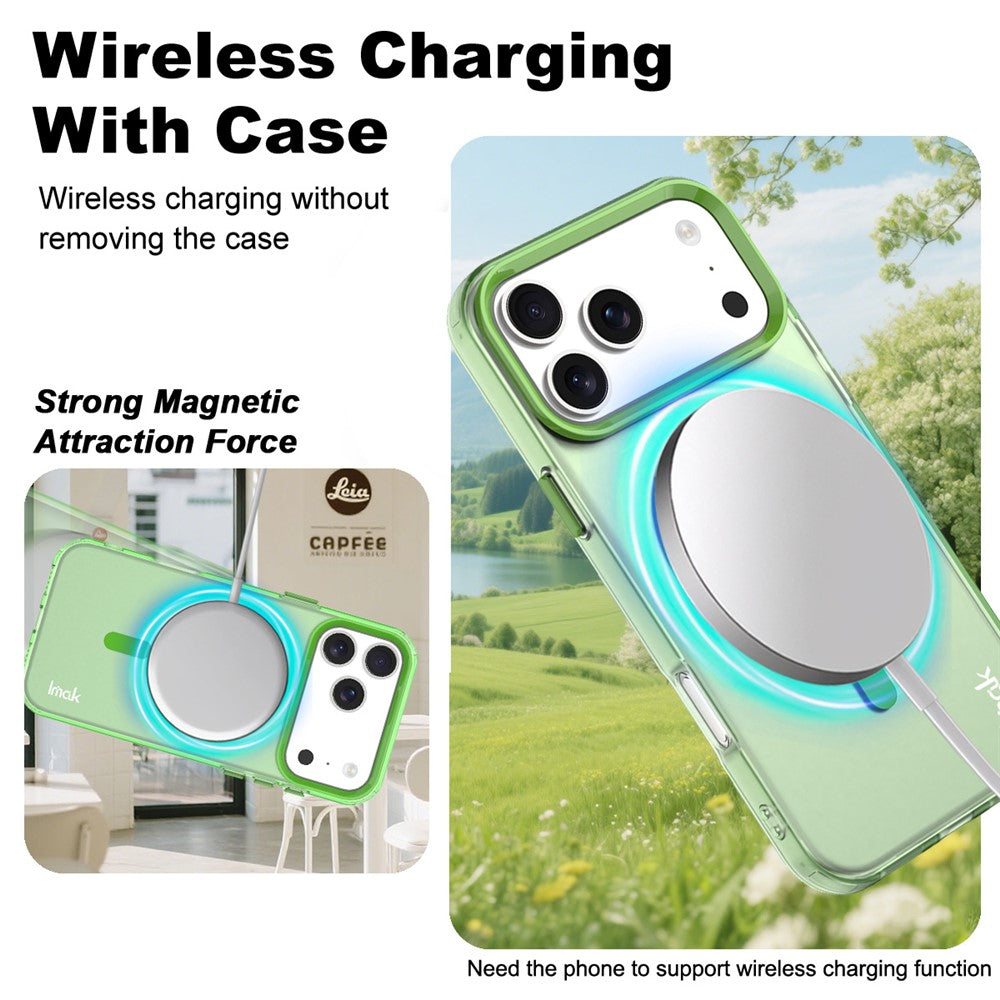 IMAK For iPhone 17 Pro Max Case Compatible with MagSafe Candy Color Anti Drop TPU + PET Back Cover - Green