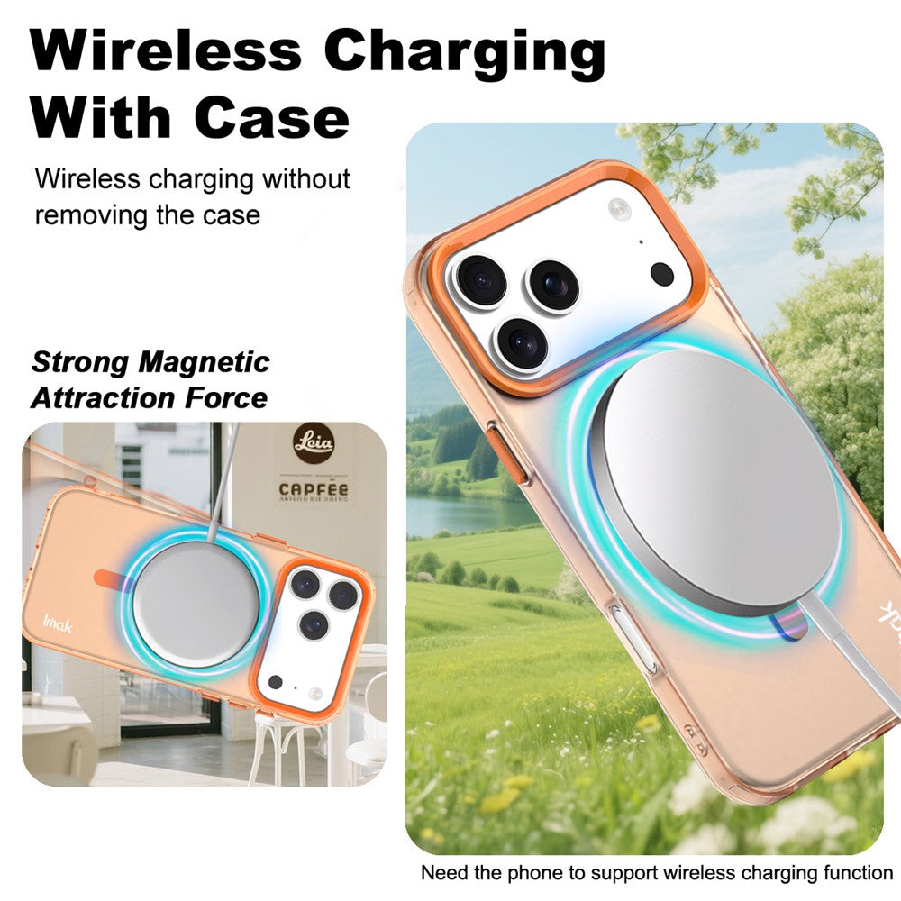 IMAK For iPhone 17 Pro Max Case Compatible with MagSafe Candy Color Anti Drop TPU + PET Back Cover - Orange