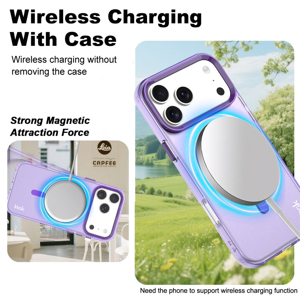 IMAK For iPhone 17 Pro Max Case Compatible with MagSafe Candy Color Anti Drop TPU + PET Back Cover - Purple