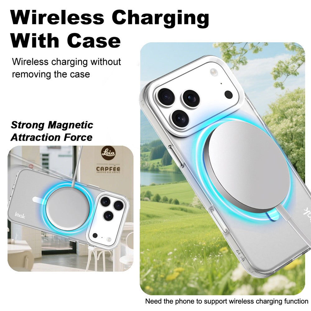 IMAK For iPhone 17 Pro Max Case Compatible with MagSafe Candy Color Anti Drop TPU + PET Back Cover - White