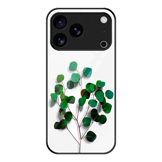 For iPhone 17 Pro Max Case Tempered Glass + PC + TPU Phone Protector Pattern Printing - Green Leaves