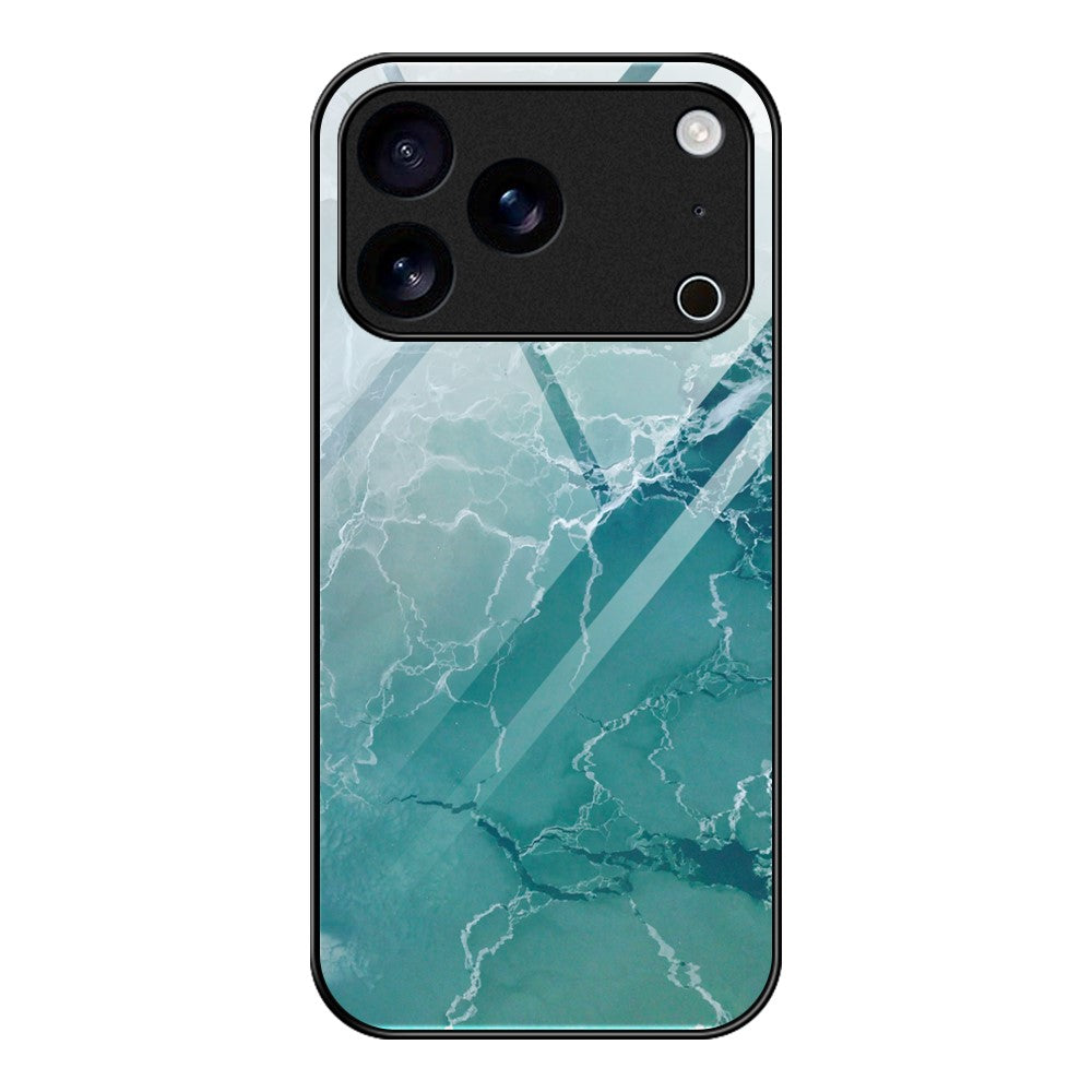For iPhone 17 Pro Max Case Marble Pattern Tempered Glass + PC + TPU Phone Cover - DL04