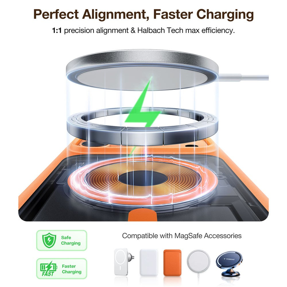 TORRAS For iPhone 17 Pro Max Case Magnetic Matte PC + TPU Phone Cover - Orange