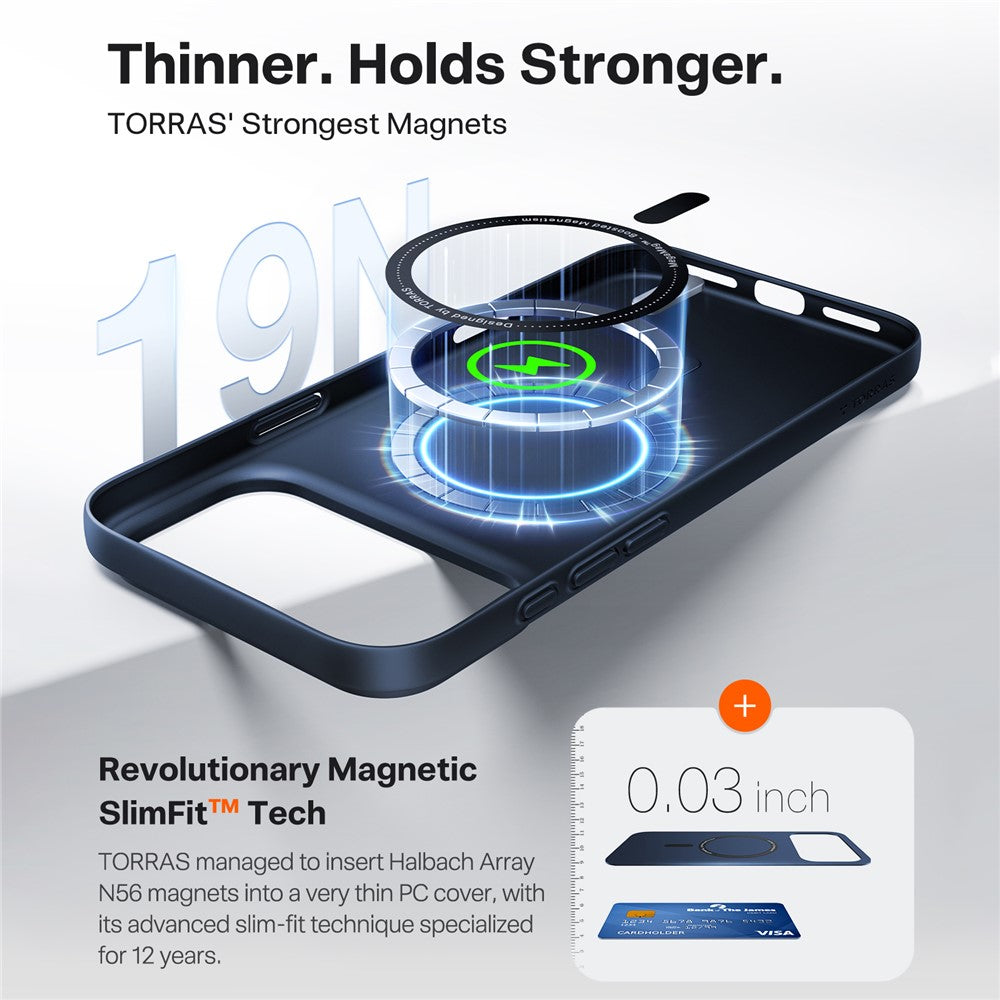 TORRAS For iPhone 17 Pro Max Case Compatible with MagSafe Hard PC Shockproof Phone Cover - Dark Blue