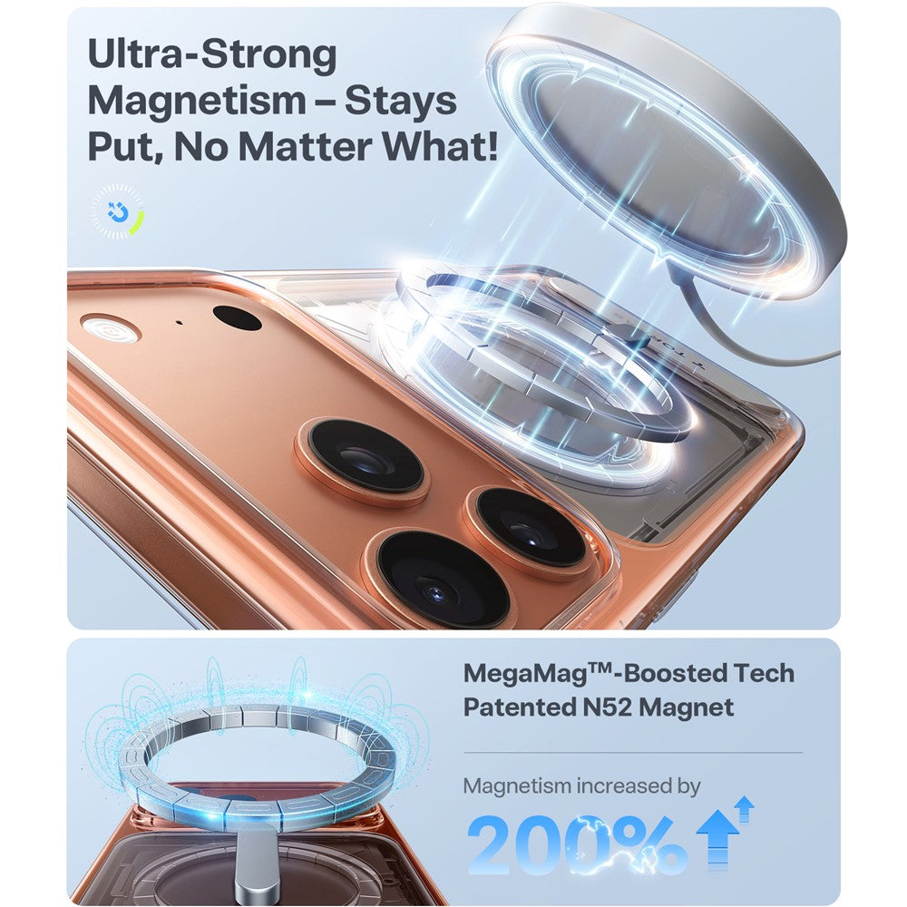 TORRAS For iPhone 17 Pro Max Case Kickstand TPU + PC Phone Cover Compatible with MagSafe - Transparent