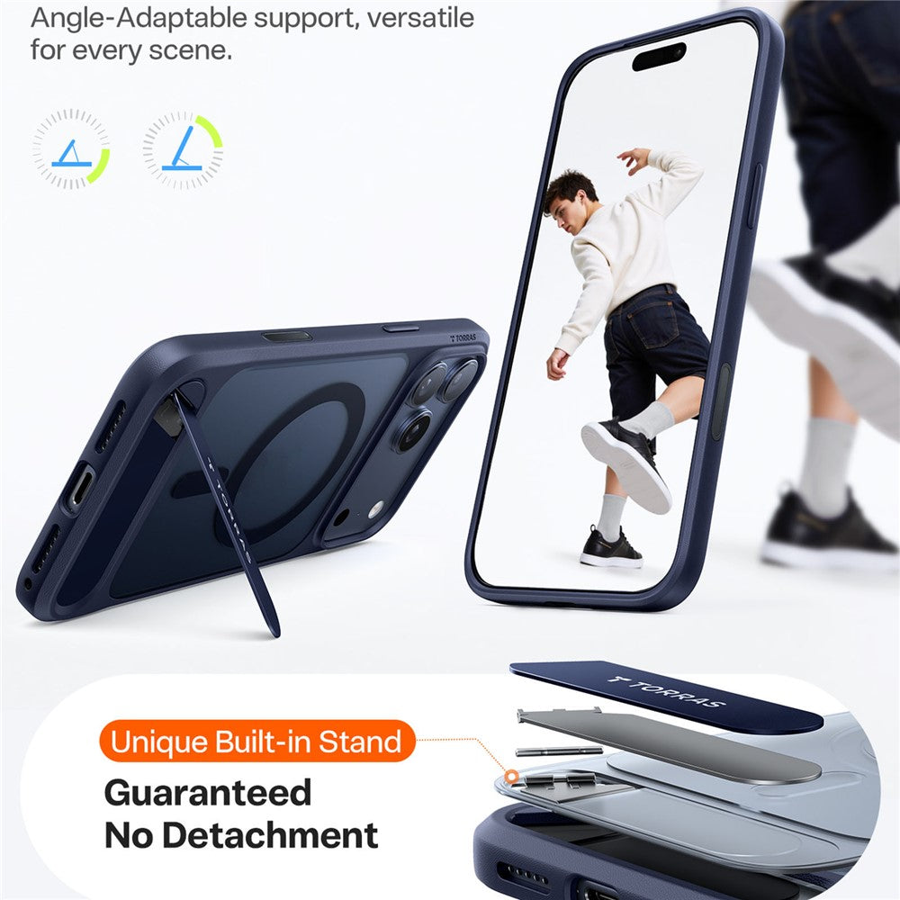 TORRAS For iPhone 17 Pro Max Case Kickstand TPU + PC Phone Cover Compatible with MagSafe - Dark Blue