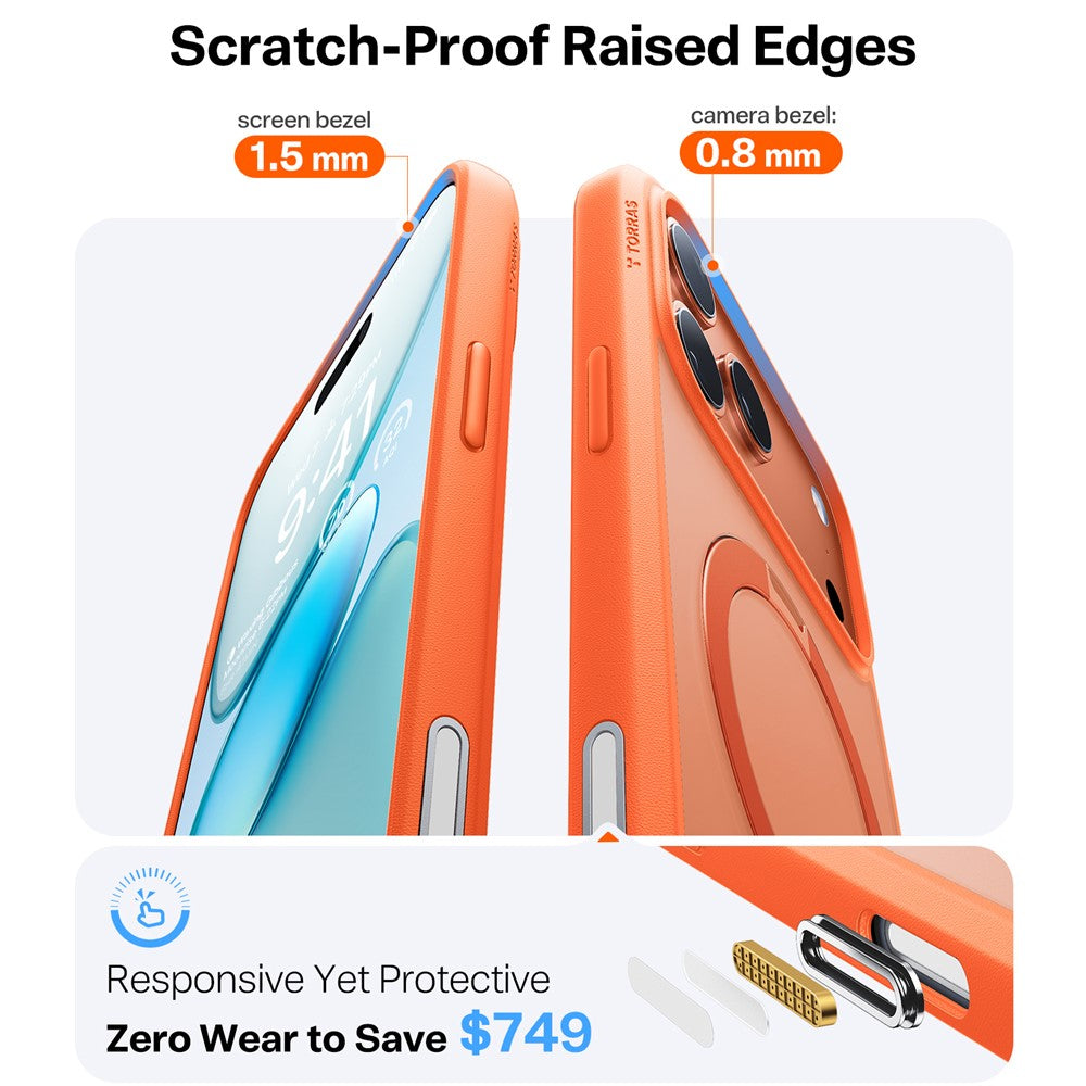 TORRAS For iPhone 17 Pro Max Case Magnetic Rotating Kickstand PC + TPU Phone Cover - Orange