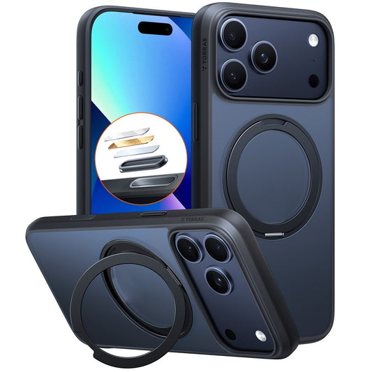 TORRAS Ostand Pro Series Park For iPhone 17 Pro Max Magnetic Case Rotating Kickstand TPU + PC Phone Cover - Black