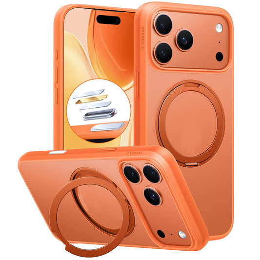 TORRAS Ostand Pro Series Park For iPhone 17 Pro Max Magnetic Case Rotating Kickstand TPU + PC Phone Cover - Orange