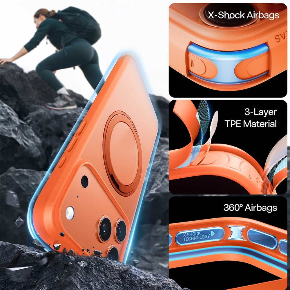 TORRAS Ostand Pro Series Park For iPhone 17 Pro Max Magnetic Case Rotating Kickstand TPU + PC Phone Cover - Orange