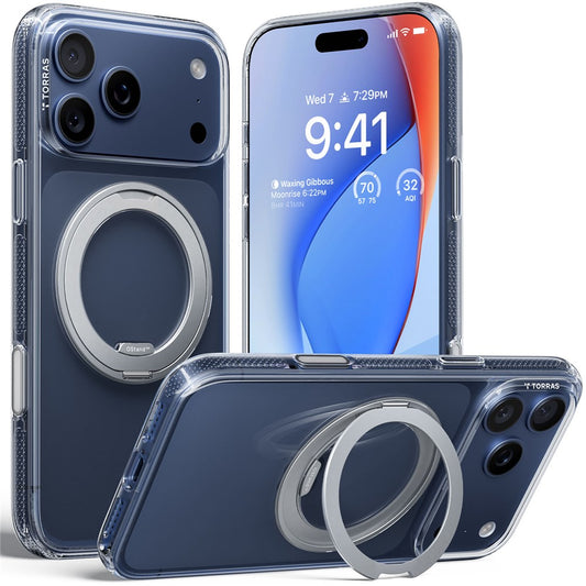 TORRAS O Fitness Series For iPhone 17 Pro Max Case Compatible with MagSafe TPU PC Kickstand Phone Cover - Transparent