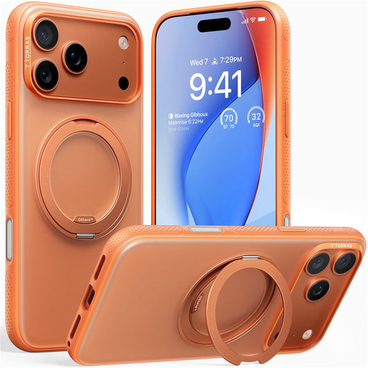TORRAS O Fitness Series For iPhone 17 Pro Max Case Compatible with MagSafe TPU PC Kickstand Phone Cover - Orange