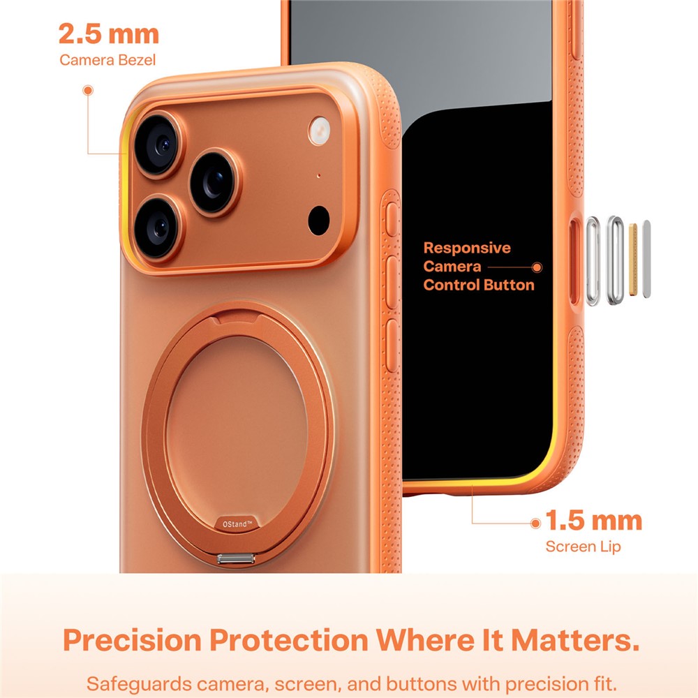 TORRAS O Fitness Series For iPhone 17 Pro Max Case Compatible with MagSafe TPU PC Kickstand Phone Cover - Orange