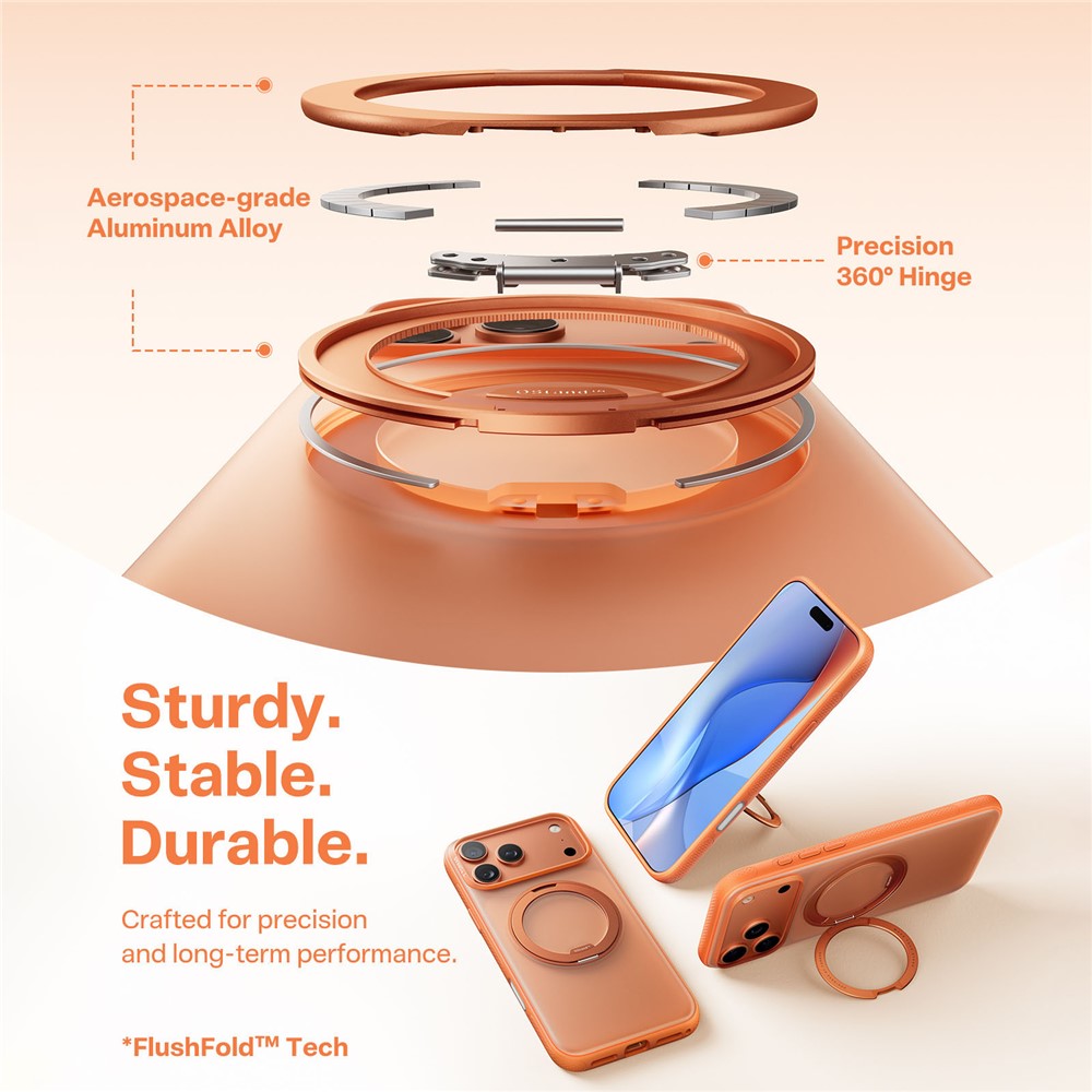TORRAS O Fitness Series For iPhone 17 Pro Max Case Compatible with MagSafe TPU PC Kickstand Phone Cover - Orange