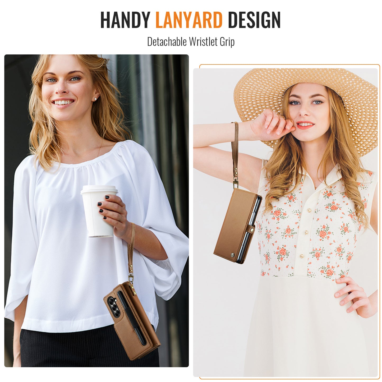 For Samsung Galaxy Z Fold7 5G Case with RFID Blocking 5 Card Slots CASEME C22 Leather Back Cover - Brown