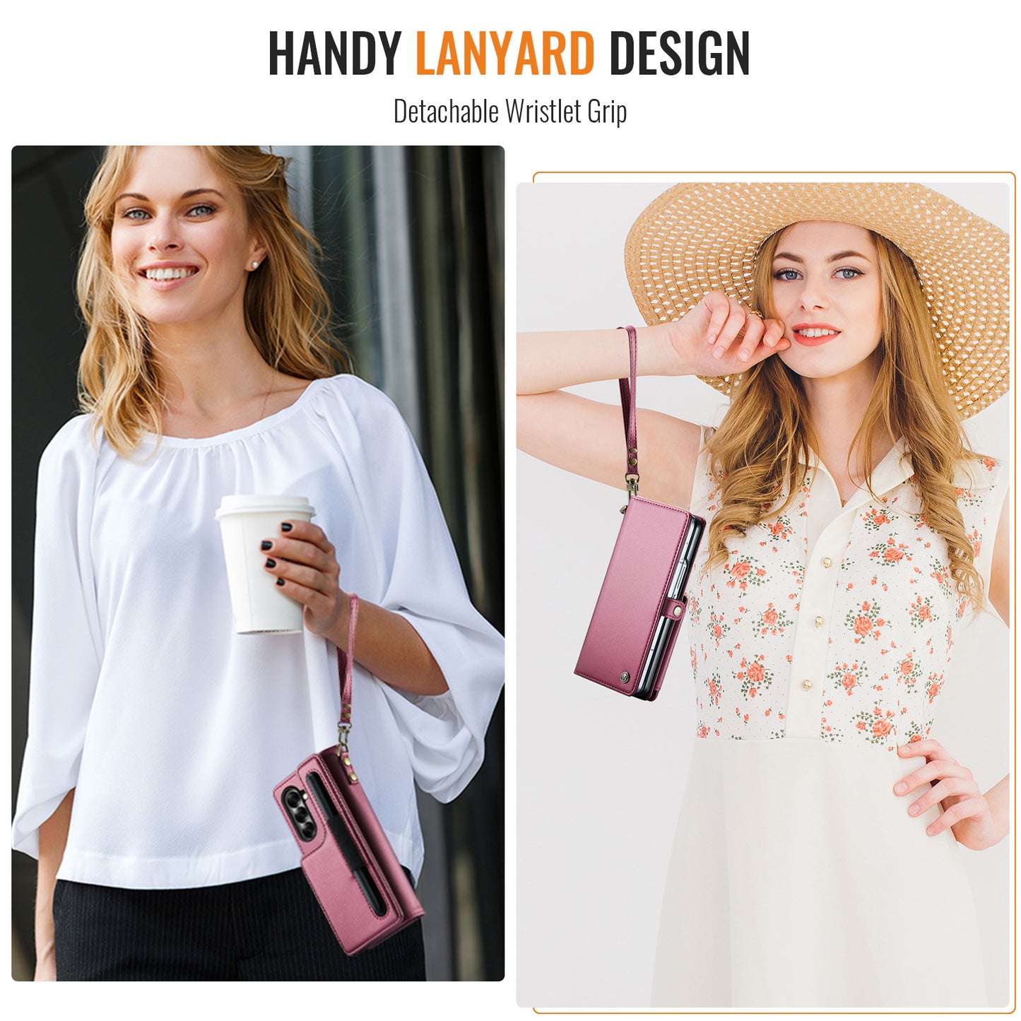 For Samsung Galaxy Z Fold7 5G Case with RFID Blocking 5 Card Slots CASEME C22 Leather Back Cover - Red