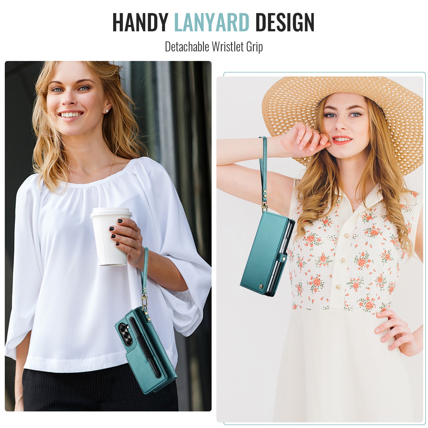 For Samsung Galaxy Z Fold7 5G Case with RFID Blocking 5 Card Slots CASEME C22 Leather Back Cover - Green