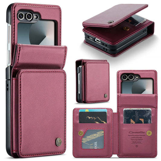 For Samsung Galaxy Z Flip7 FE 5G Case with RFID Blocking 5 Card Slots CASEME C22 Leather Back Cover - Red